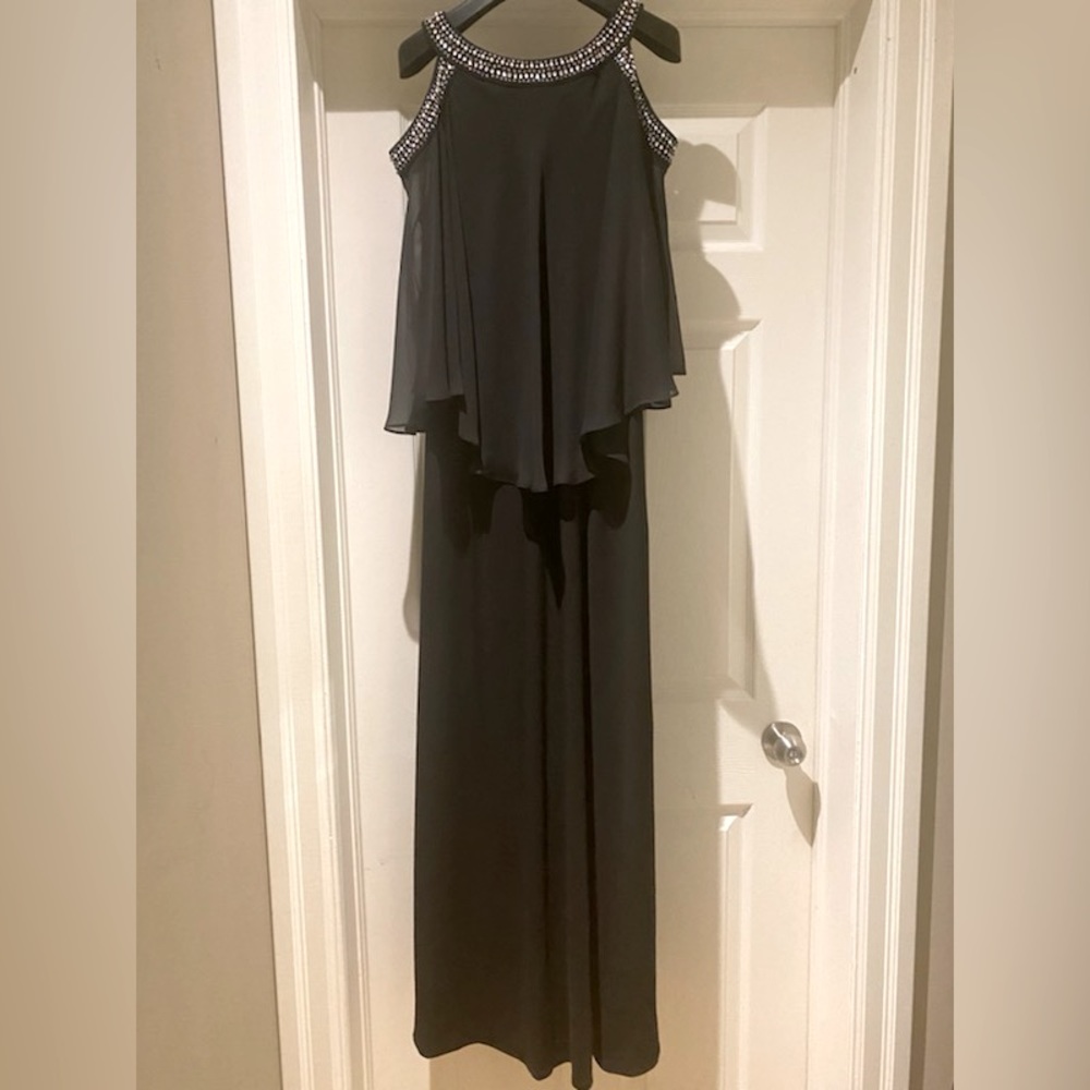 Black Melanie Lynn open shoulder full length gown